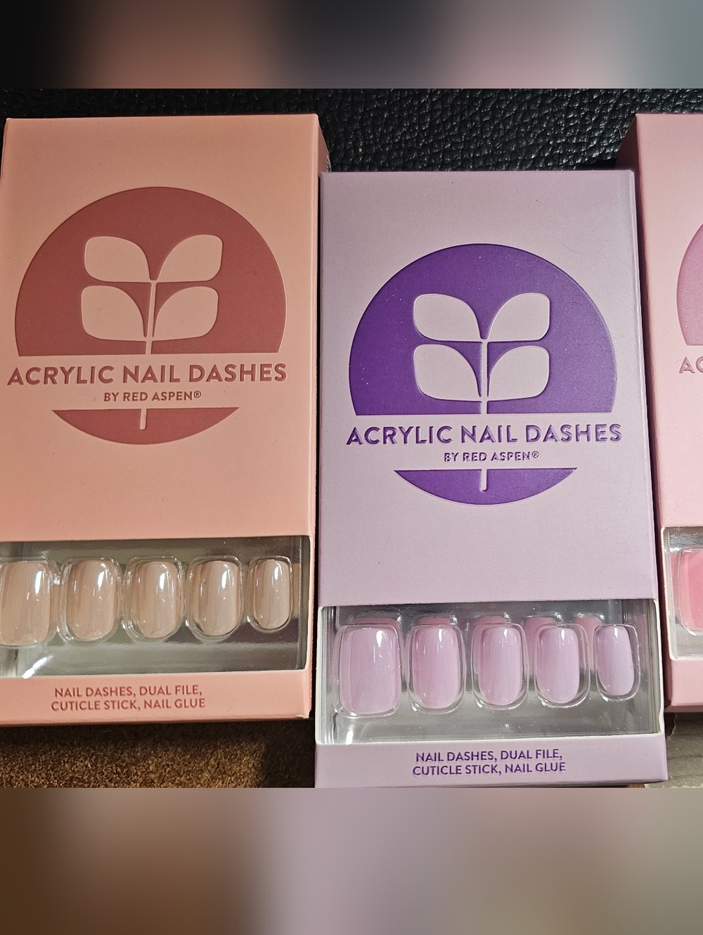 Red Aspen Acrylic Press-On Nail Set - Pale Pink Ombre lot of 3 NEW